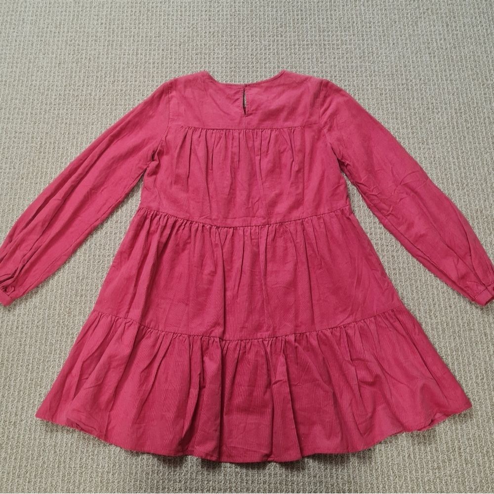 Altar'd State Rusted Dusty Red Couduroy Longsleeve Tiered Dress XS - Picture 4 of 11